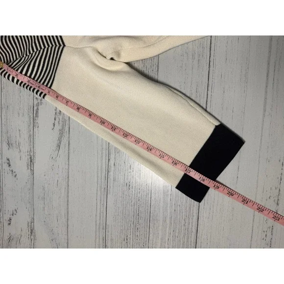 TALBOTS WOMAN Sz 2X Zip Front Cardigan‎ Sweater Black Ivory Preppy Business - Picture 7 of 7